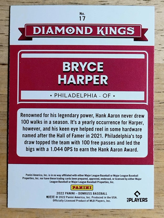 2022 Donruss Holo Blue #17 Bryce Harper DK