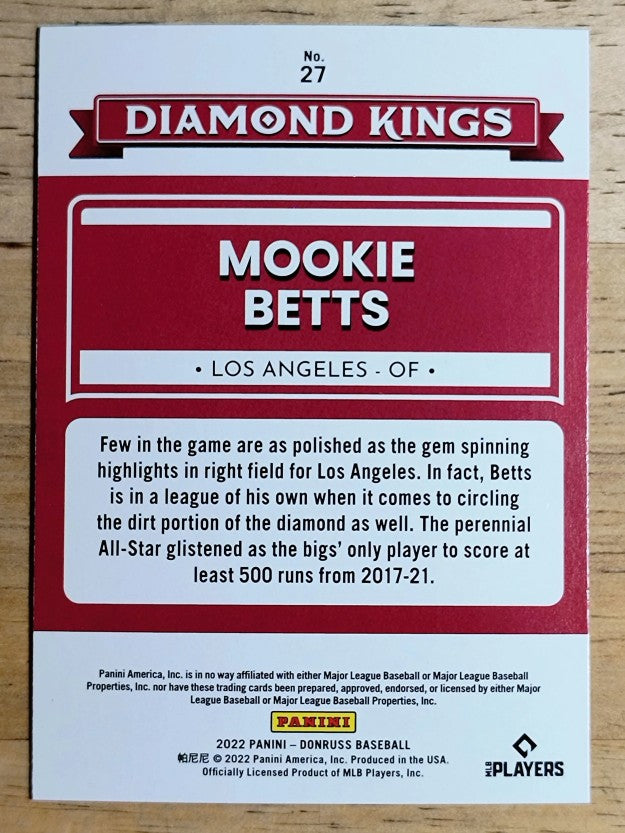 2022 Donruss Holo Blue #27 Mookie Betts DK