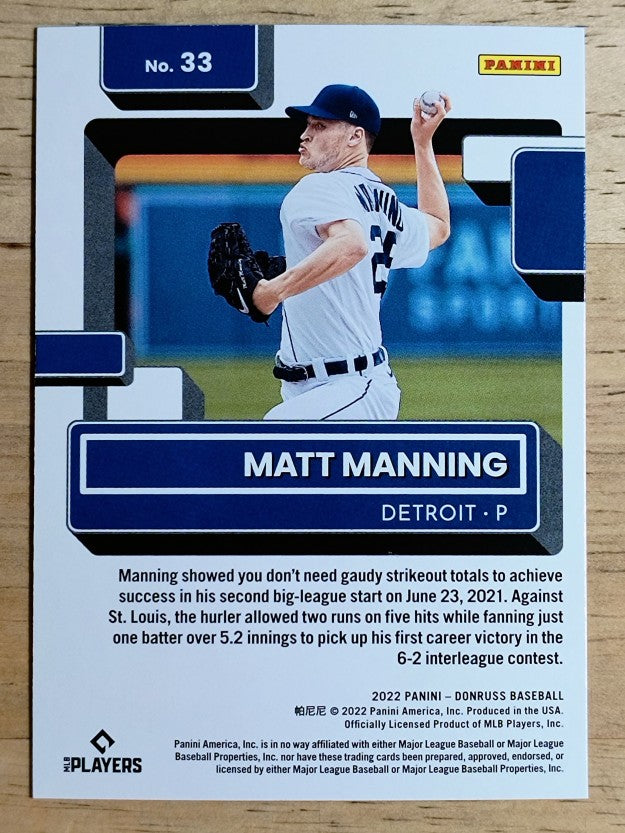 2022 Donruss Holo Blue #33 Matt Manning RR
