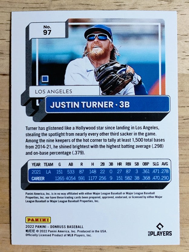 2022 Donruss Holo Blue #97 Justin Turner