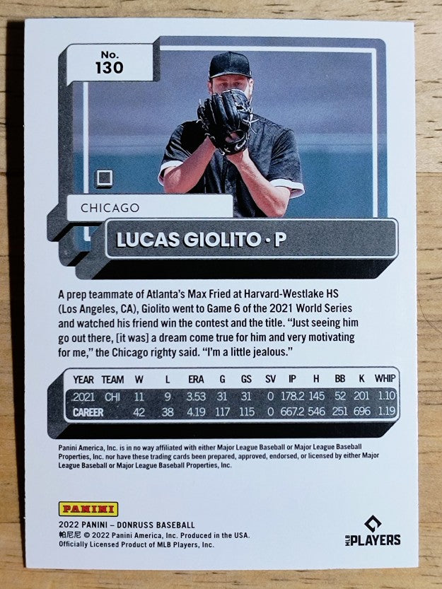 2022 Donruss Holo Blue #130 Lucas Giolito