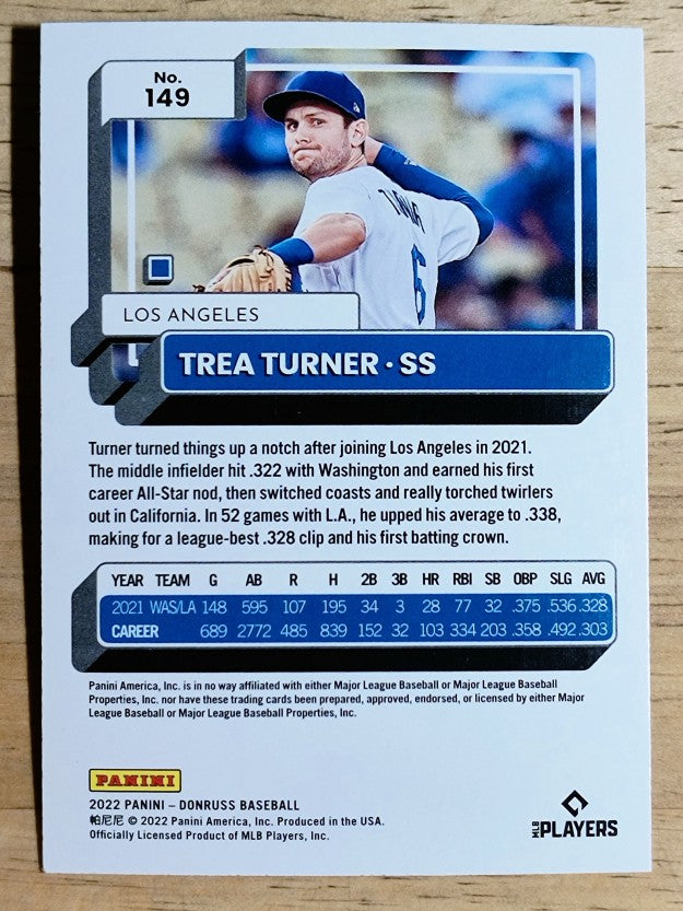 2022 Donruss Holo Blue #149 Trea Turner