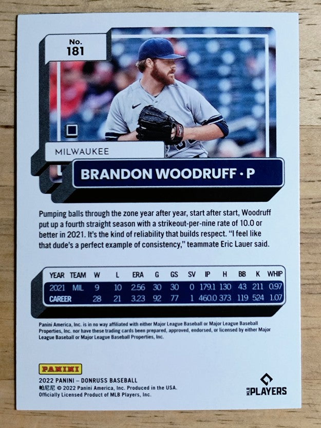 2022 Donruss Holo Blue #181 Brandon Woodruff