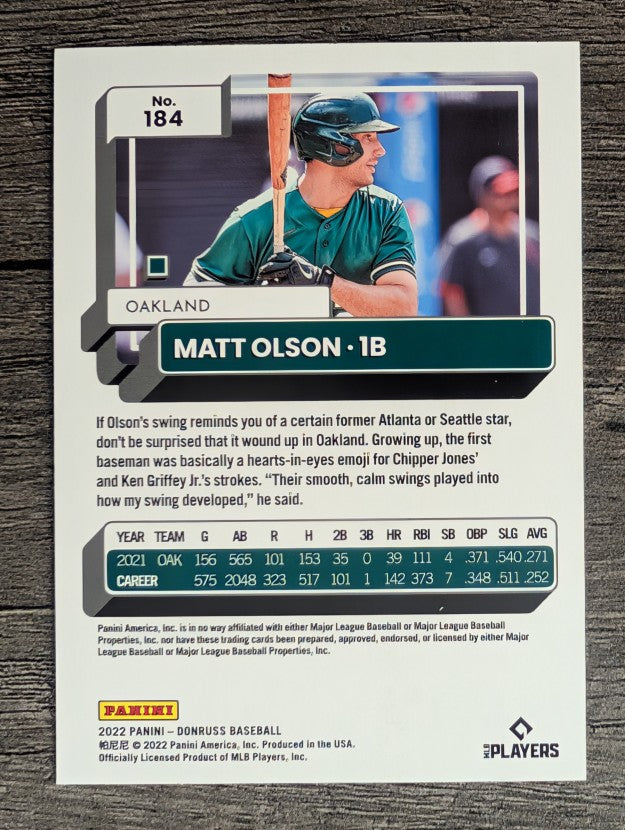 2022 Donruss Holo Blue #184 Matt Olson