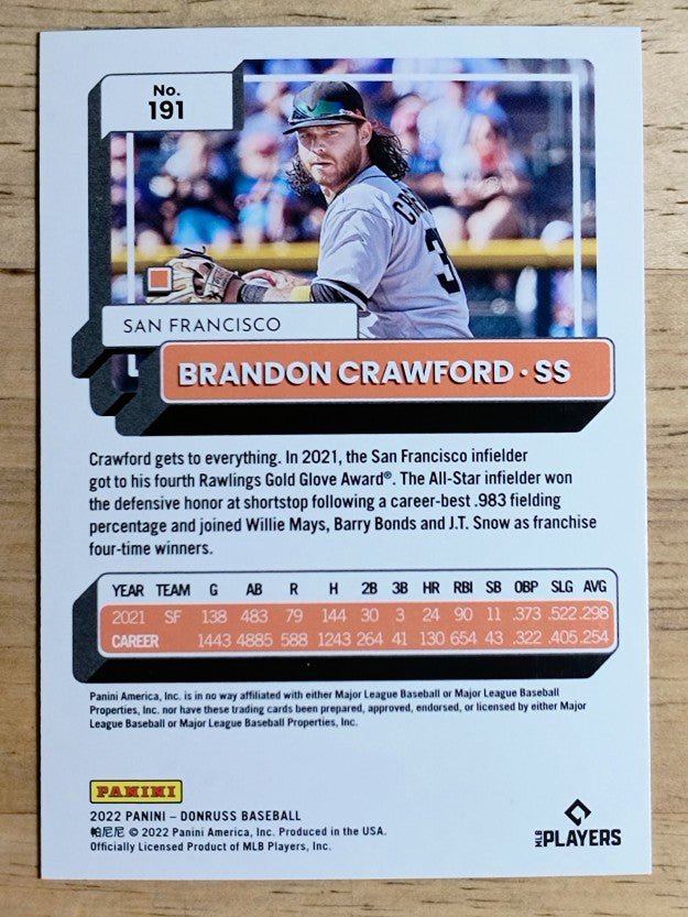 2022 Donruss Holo Blue #191 Brandon Crawford