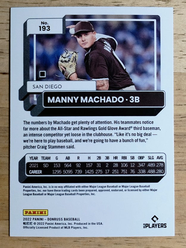 2022 Donruss Holo Blue #193 Manny Machado