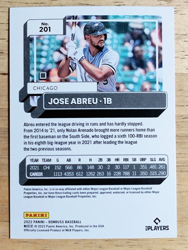 2022 Donruss Holo Blue #201 Jose Abreu