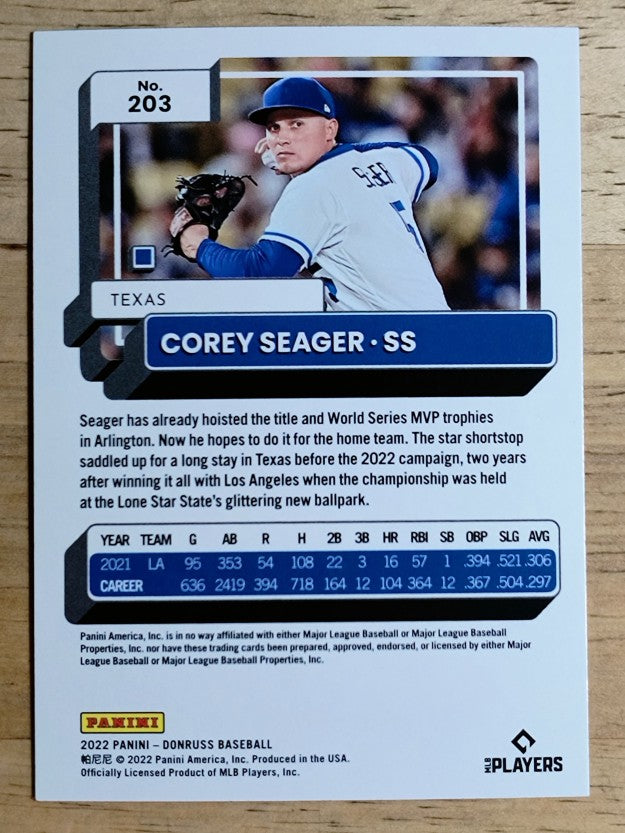 2022 Donruss Holo Blue #203 Corey Seager