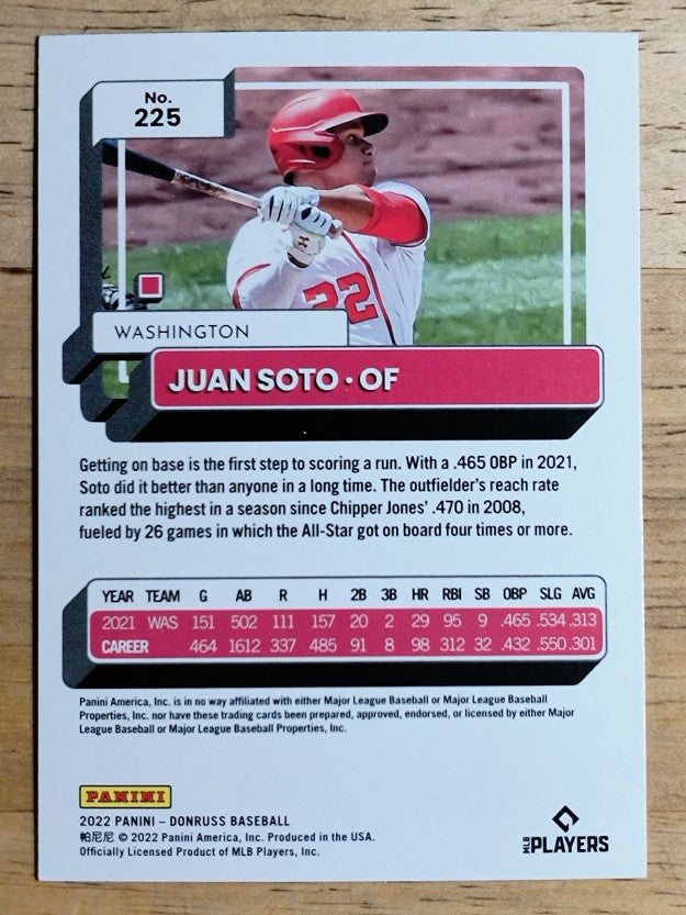 2022 Donruss Holo Blue #225 Juan Soto
