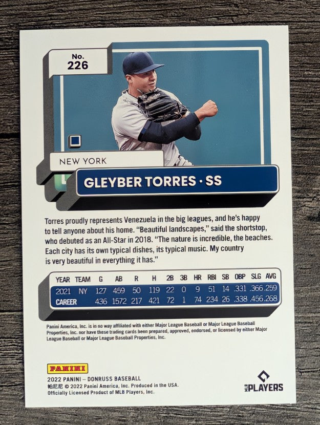 2022 Donruss Holo Blue #226 Gleyber Torres