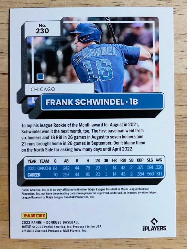 2022 Donruss Holo Blue #230 Frank Schwindel