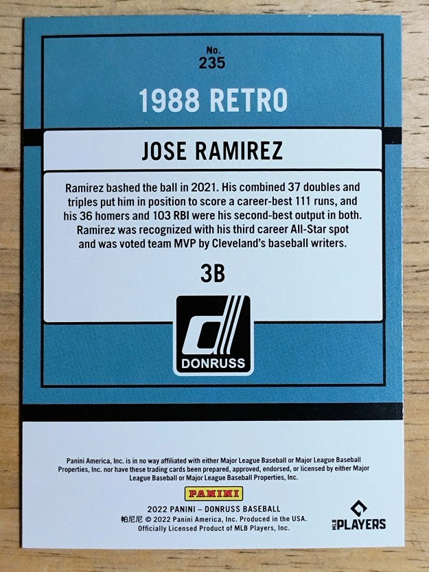 2022 Donruss Holo Blue #235 Jose Ramirez RETRO