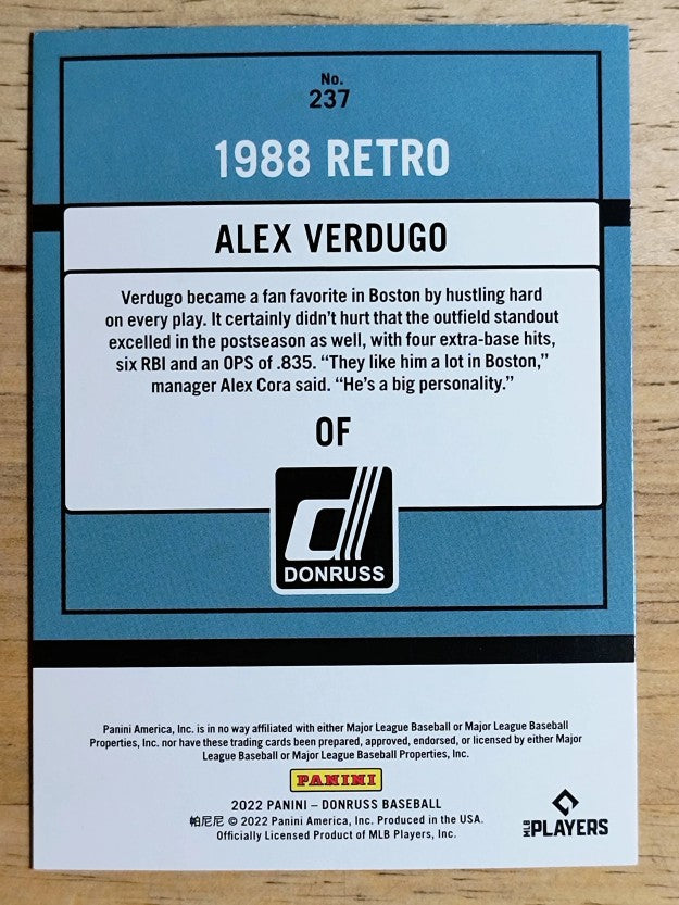 2022 Donruss Holo Blue #237 Alex Verdugo RETRO