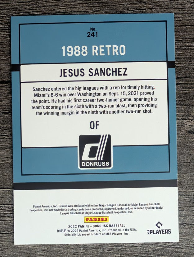 2022 Donruss Holo Blue #241 Jesus Sanchez RETRO