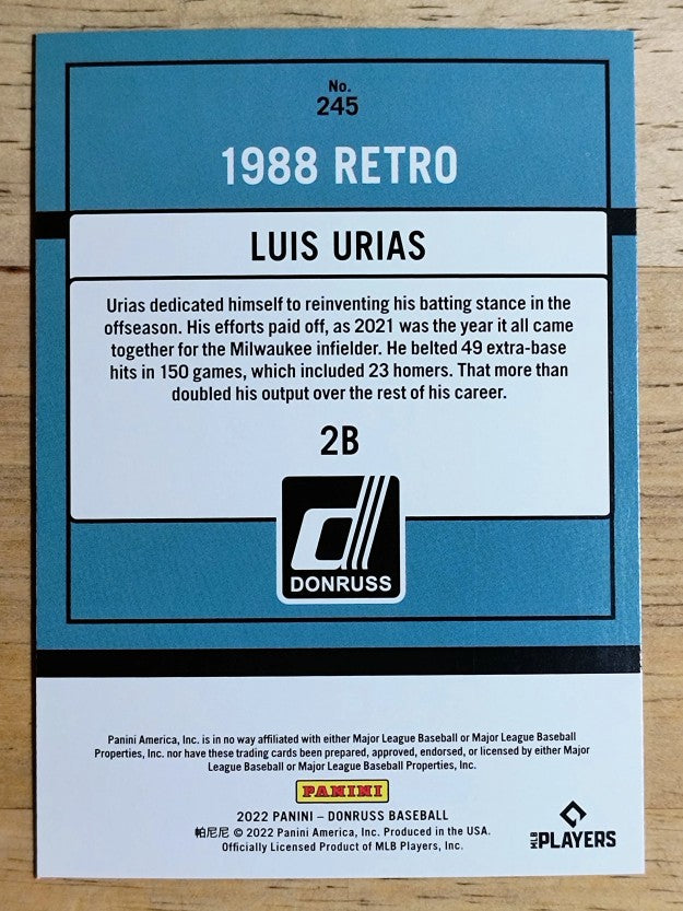 2022 Donruss Holo Blue #245 Luis Urias RETRO