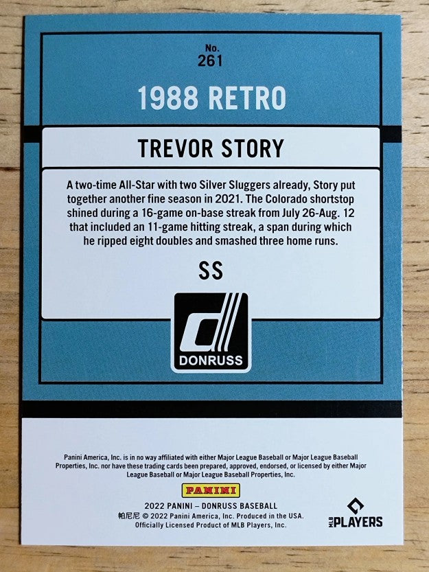 2022 Donruss Holo Blue #261 Trevor Story RETRO