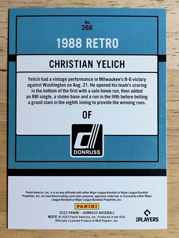 2022 Donruss Holo Blue #266 Christian Yelich RETRO