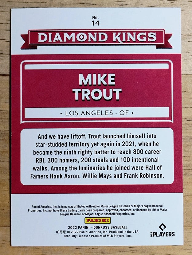 2022 Donruss Red #14 Mike Trout DK