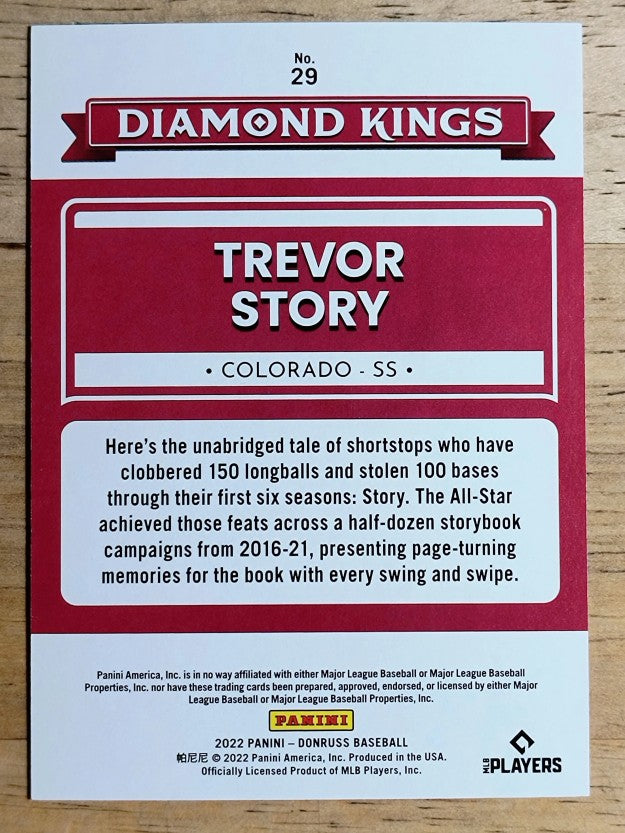 2022 Donruss Red #29 Trevor Story DK
