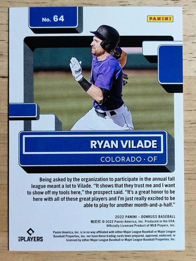 2022 Donruss Red #64 Ryan Vilade RR