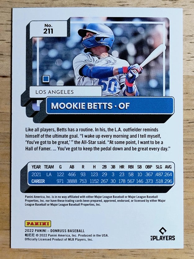 2022 Donruss Red #211 Mookie Betts