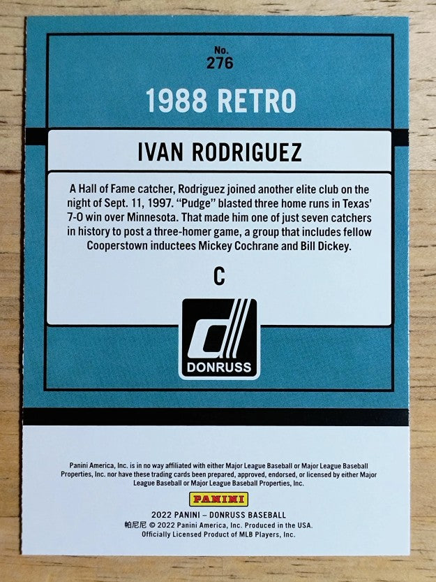 2022 Donruss Variations #276 Ivan Rodriguez RETRO