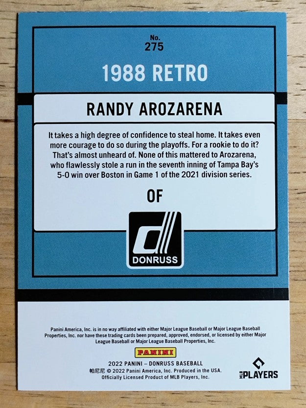 2022 Donruss Variations Holo Blue #275 Randy Arozarena RETRO