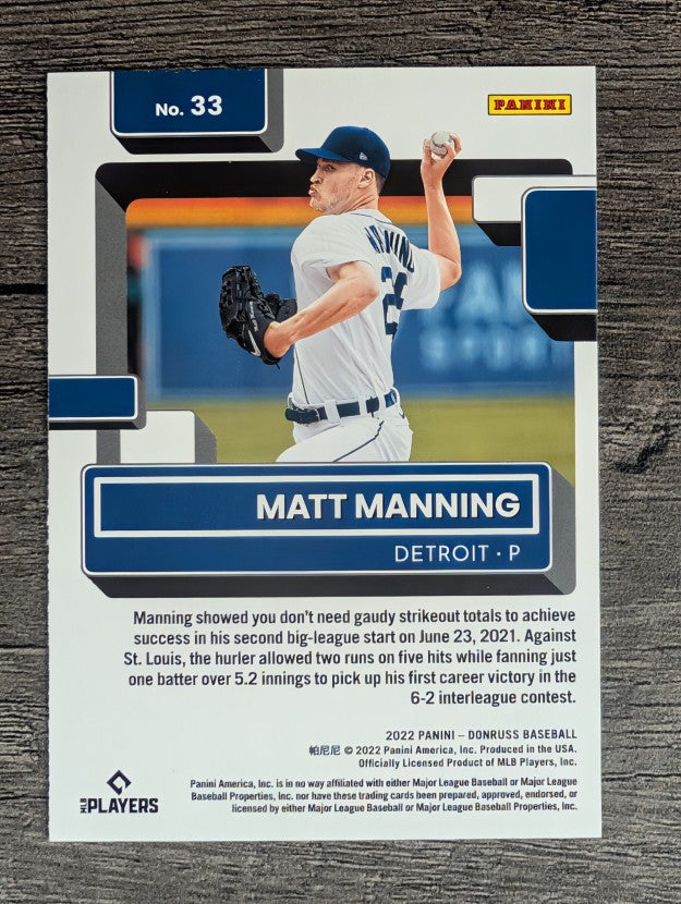 2022 Donruss #33 Matt Manning RR RC