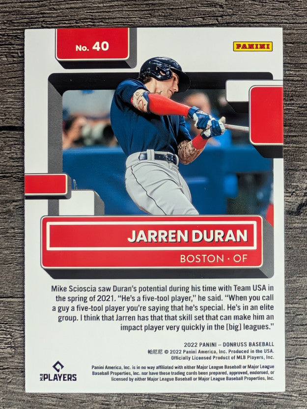 2022 Donruss #40 Jarren Duran RR RC