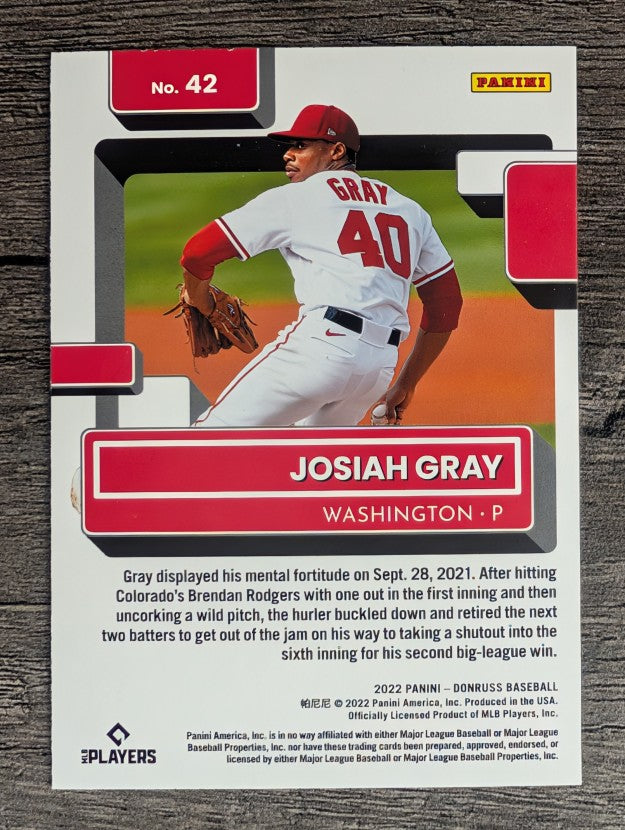 2022 Donruss #42 Josiah Gray RR RC