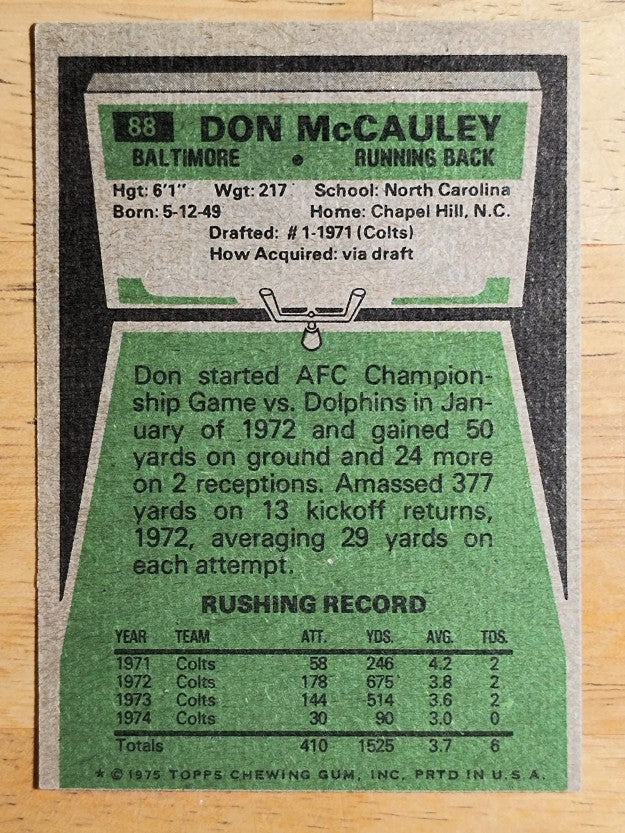 1975 Topps #88 Don McCauley (EXMT)