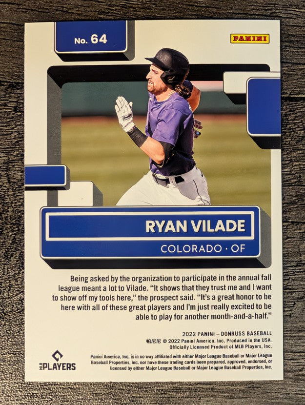2022 Donruss #64 Ryan Vilade RR RC