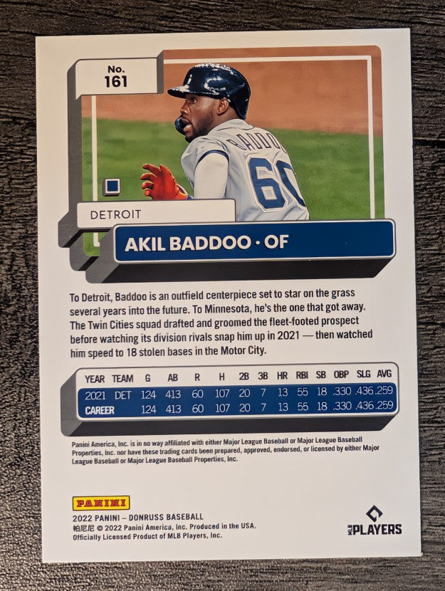 2022 Donruss Holo Blue #161 Akil Baddoo