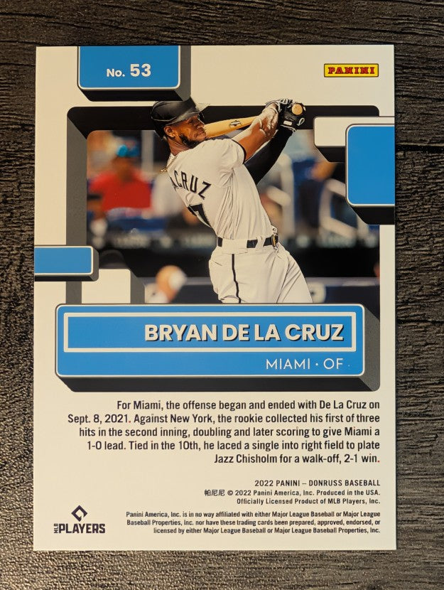 2022 Donruss Holo Blue #53 Bryan De La Cruz RR