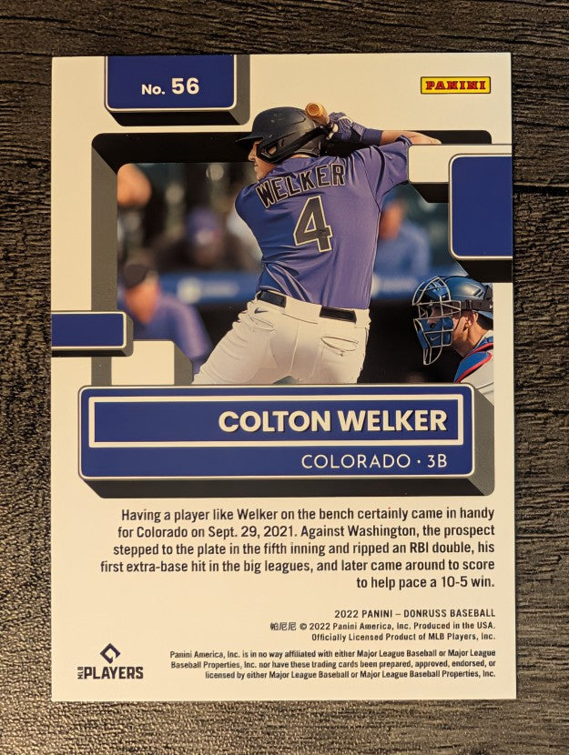 2022 Donruss Holo Blue #56 Colton Welker RR