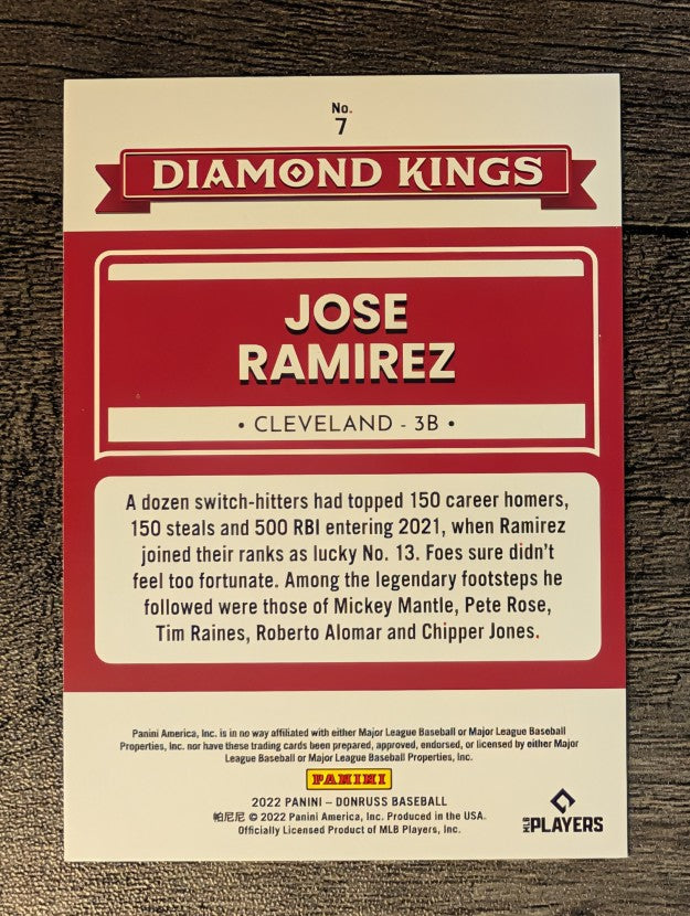 2022 Donruss Holo Blue #7 Jose Ramirez DK