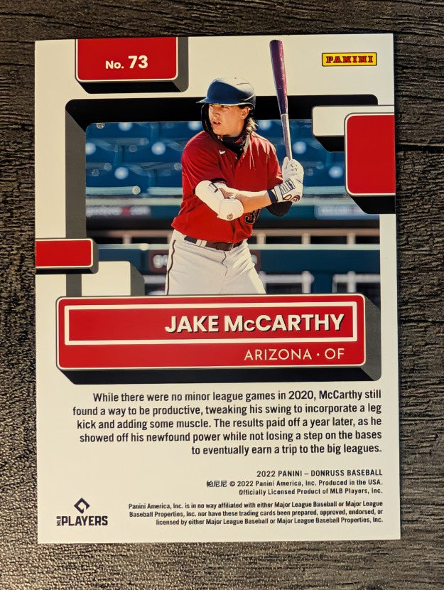2022 Donruss Holo Blue #73 Jake McCarthy RR