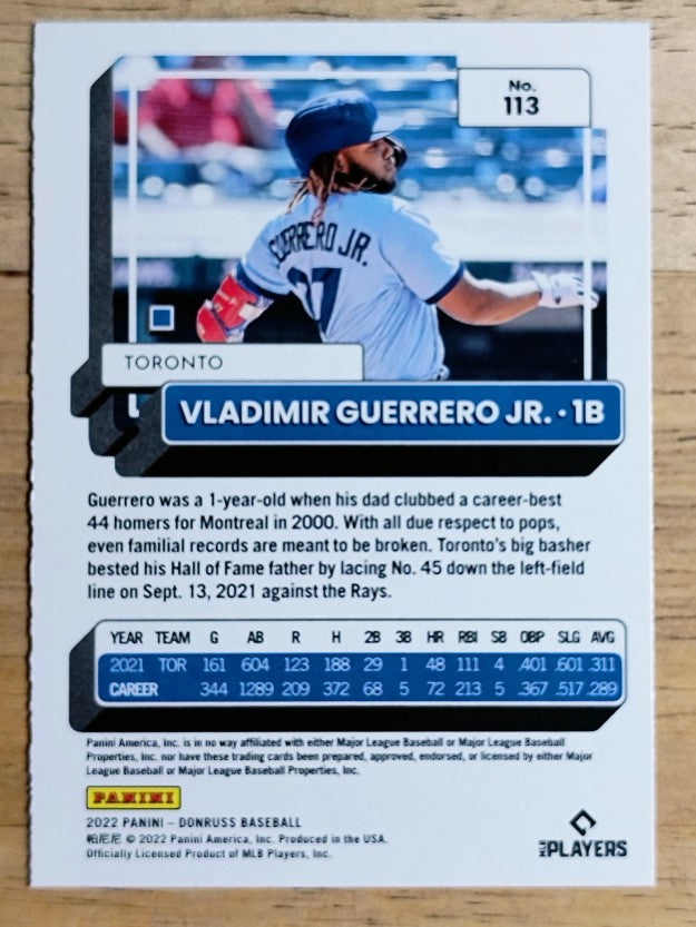 2022 Donruss Variations #113 Vladimir Guerrero Jr.