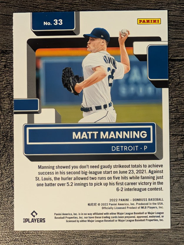 2022 Donruss #33 Matt Manning RR RC