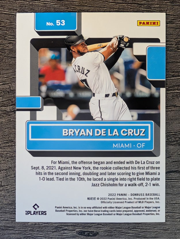 2022 Donruss #53 Bryan De La Cruz RR RC