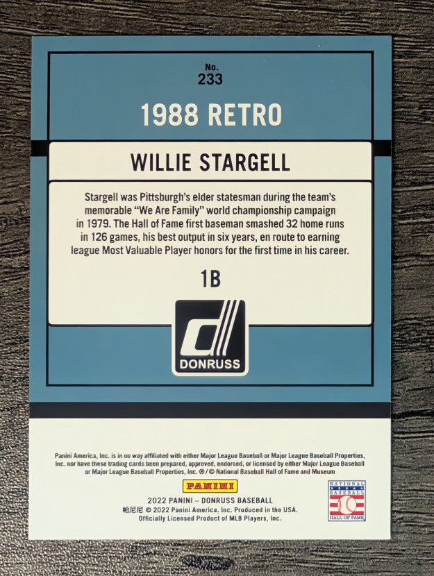 2022 Donruss Holo Blue #233 Willie Stargell RETRO