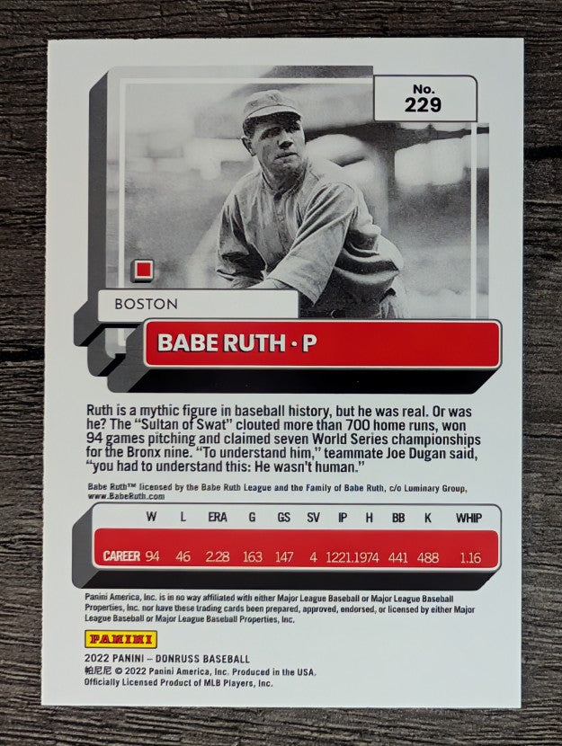 2022 Donruss Variations #229 Babe Ruth