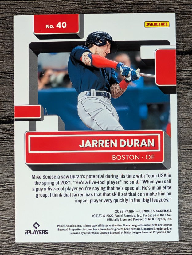 2022 Donruss #40 Jarren Duran RR RC