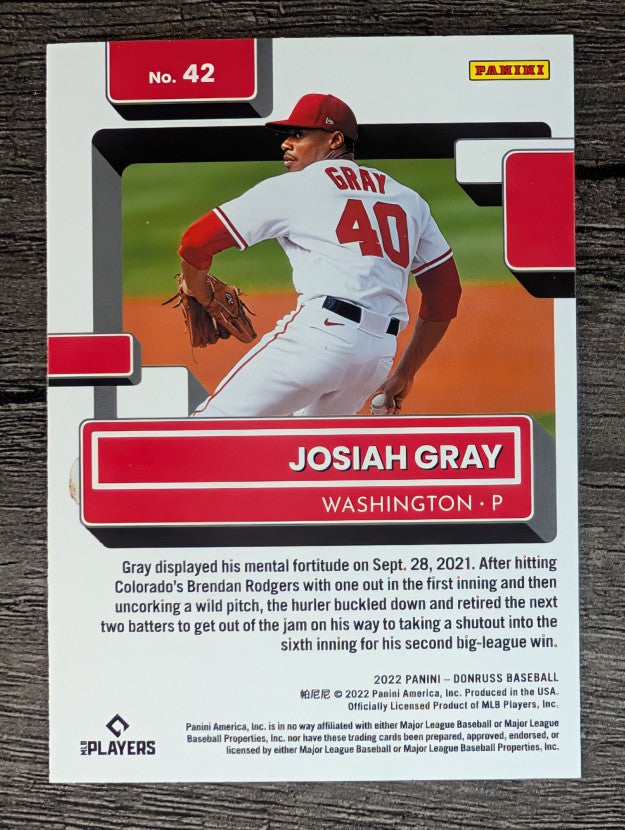 2022 Donruss #42 Josiah Gray RR RC