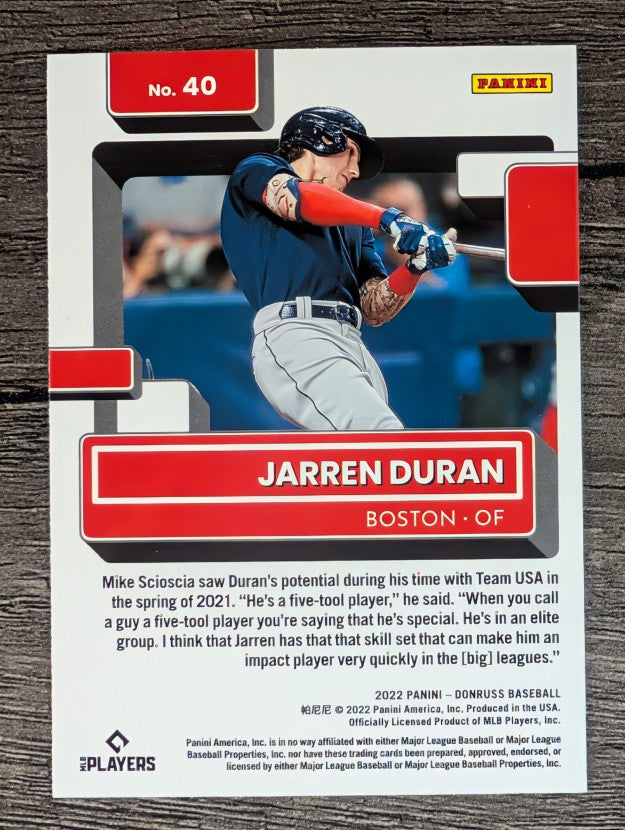 2022 Donruss #40 Jarren Duran RR RC