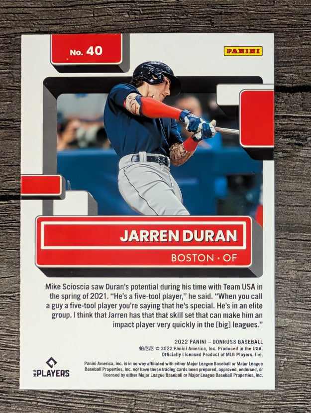 2022 Donruss #40 Jarren Duran RR RC