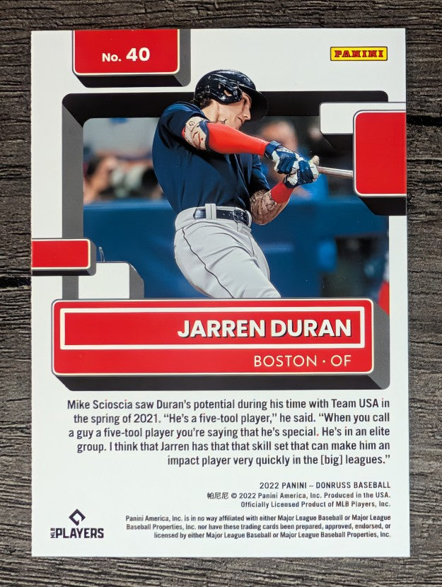 2022 Donruss #40 Jarren Duran RR RC