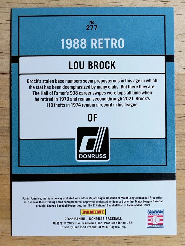 2022 Donruss Holo Blue #277 Lou Brock RETRO