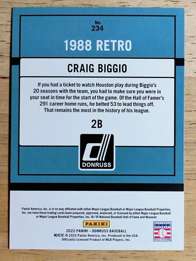 2022 Donruss Holo Blue #234 Craig Biggio RETRO