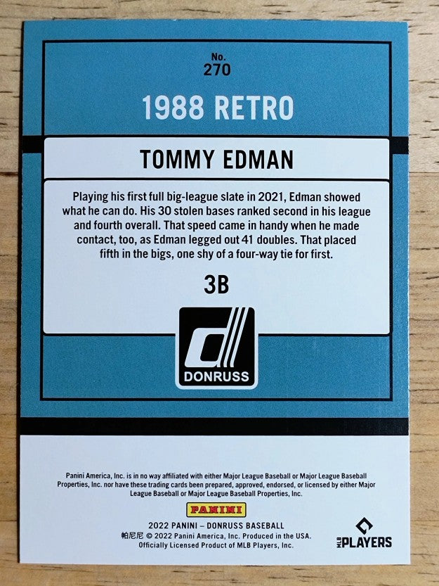 2022 Donruss Holo Blue #270 Tommy Edman RETRO